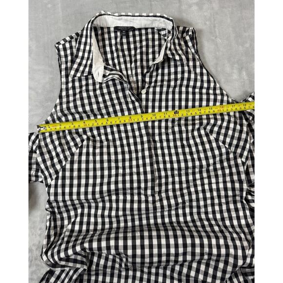 Lafayette 148 Black White Plaid Mariel Sleeveless Tie Waist Blouse Tunic Sz M - Picture 7 of 11